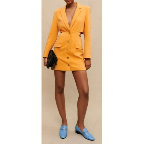 New Maje Size Large Cutout Orange Blazer Dress NWT - Picture 2 of 9